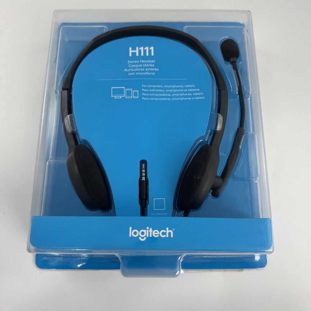 Logitech H111 Stereo Headset with Microphone for Computers Smartphones Tablets